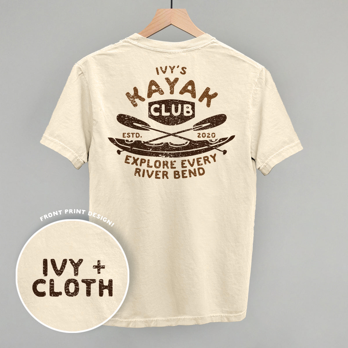 Ivy's Kayak Club (Brown) (Back Print) T-Shirts, Hoodie, Sweatshirt | RetroVerseTees.com (Image 1)
