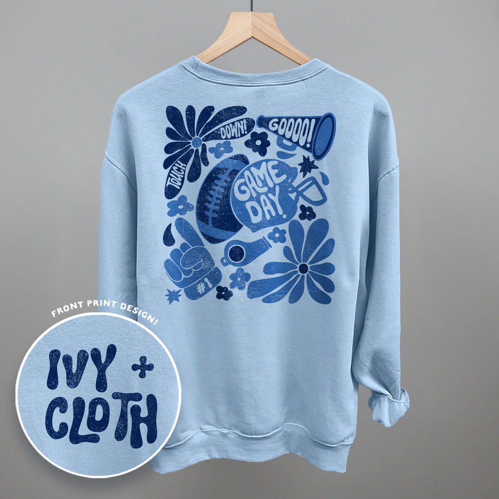 Floral Game Day Blue (Back Print) T-Shirts, Hoodie, Sweatshirt | RetroVerseTees.com (Image 4)