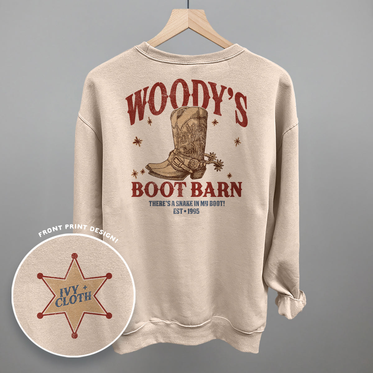 Woody's Boot Barn (Back Print) T-Shirts, Hoodie, Sweatshirt | RetroVerseTees.com (Image 1)