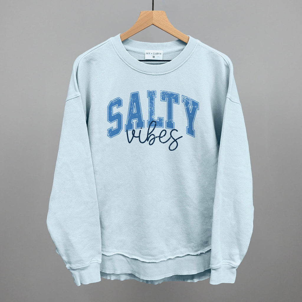 Salty Vibes Arch + Script Distressed T-Shirts, Hoodie, Sweatshirt | RetroVerseTees.com (Image 5)