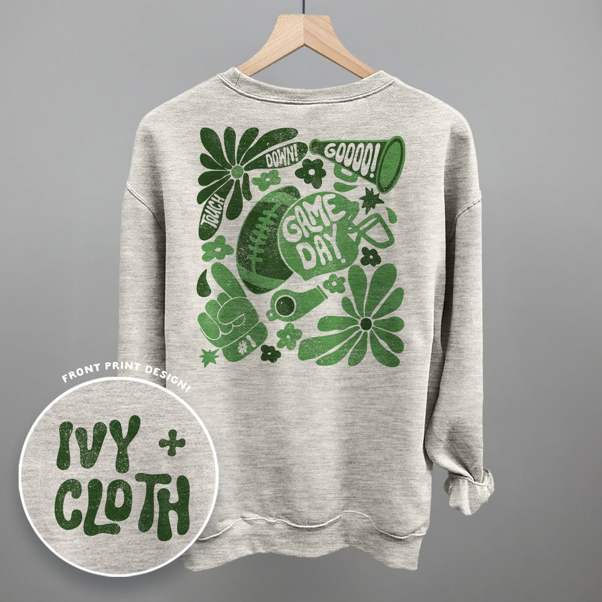 Floral Game Day Green (Back Print) T-Shirts, Hoodie, Sweatshirt | RetroVerseTees.com (Image 5)