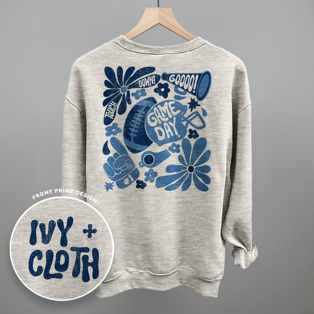 Floral Game Day Blue (Back Print) T-Shirts, Hoodie, Sweatshirt | RetroVerseTees.com (Image 5)