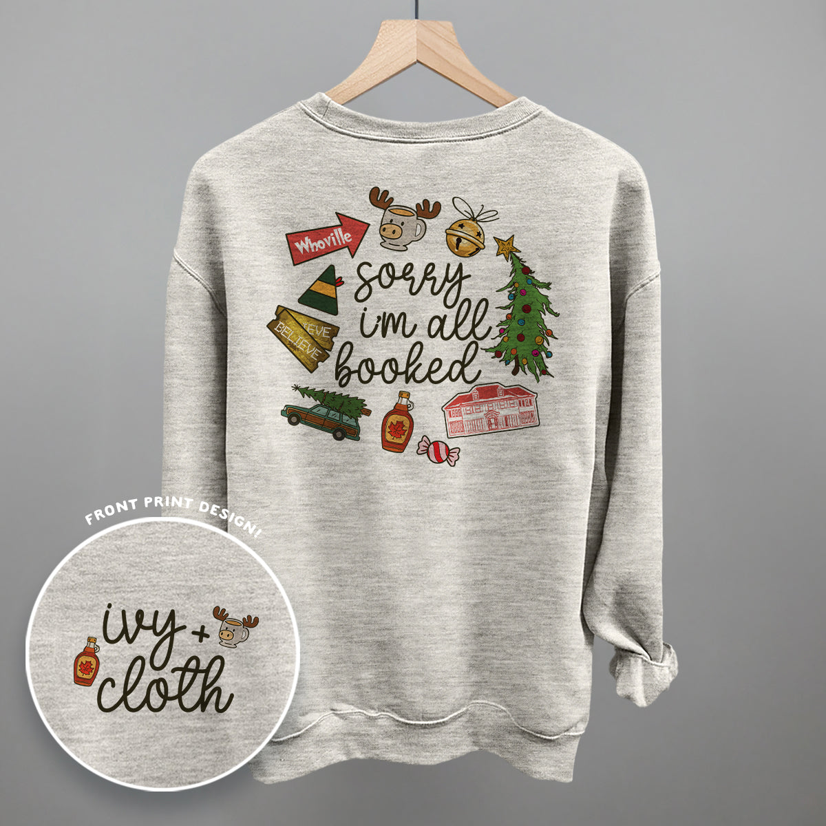 Sorry I'm All Booked Christmas Movies (Back Print) T-Shirts, Hoodie, Sweatshirt | RetroVerseTees.com (Image 1)