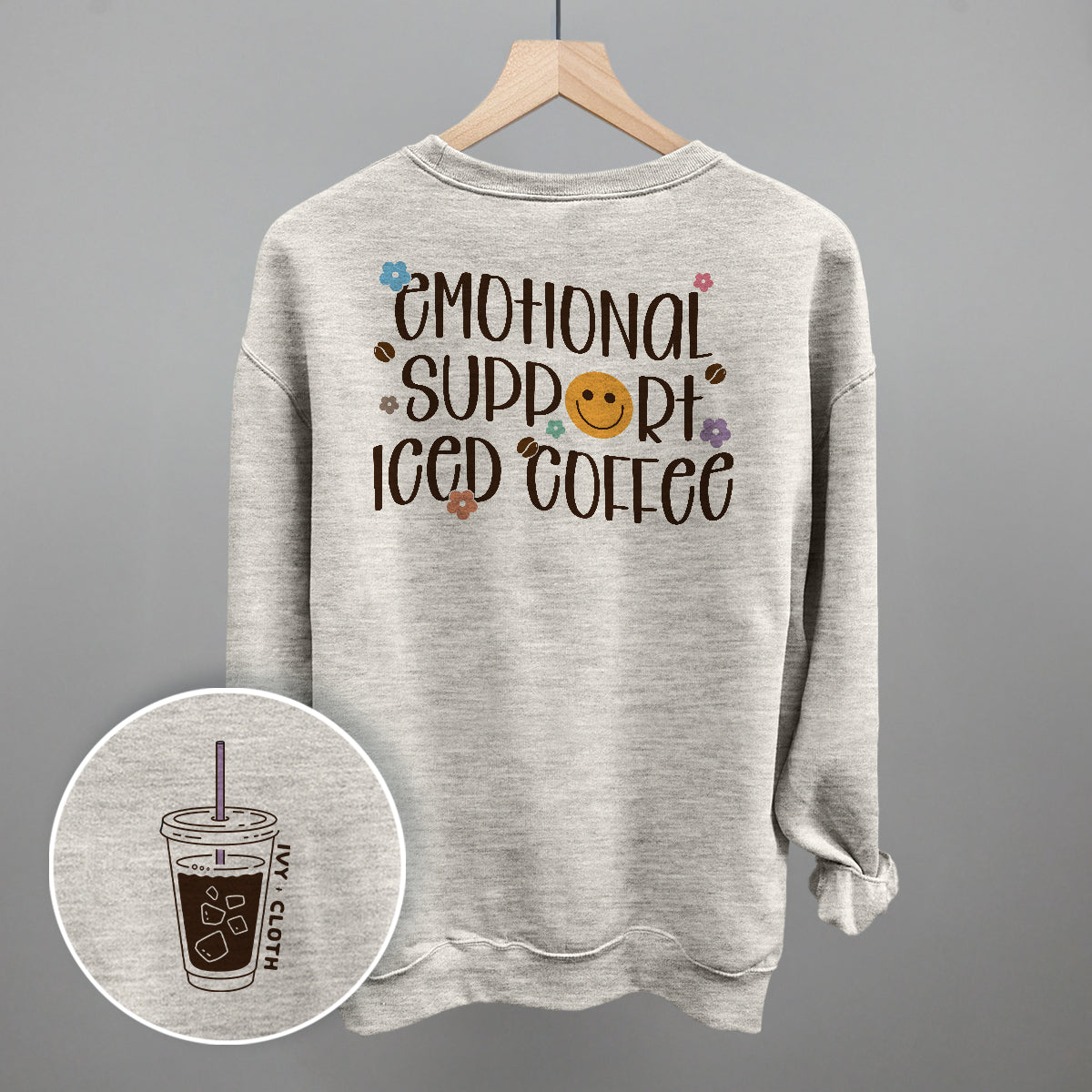 Emotional Support Iced Coffee (Back Print) T-Shirts, Hoodie, Sweatshirt | RetroVerseTees.com (Image 3)