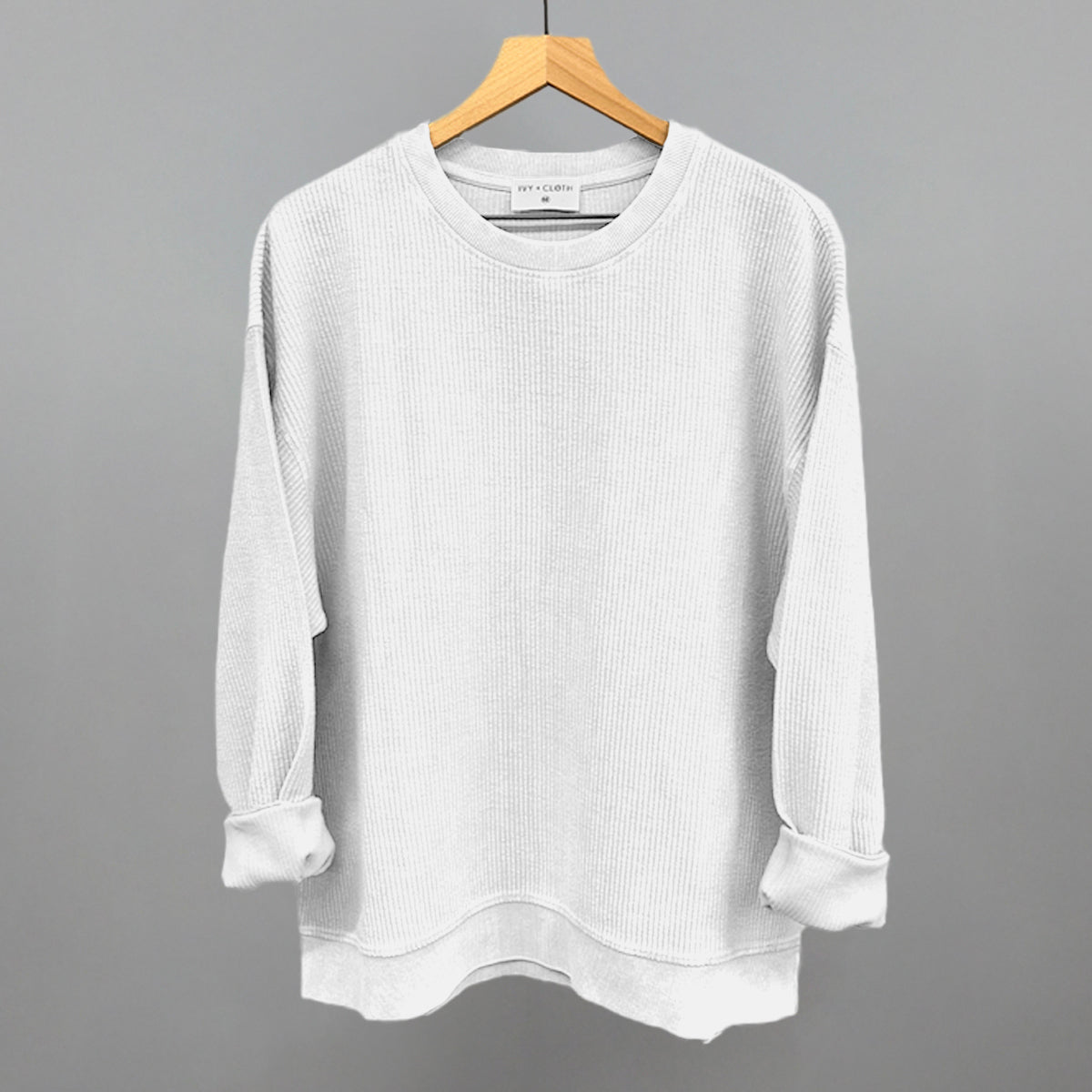 White Oversized Corded Crew T-Shirts, Hoodie, Sweatshirt | RetroVerseTees.com (Image 1)
