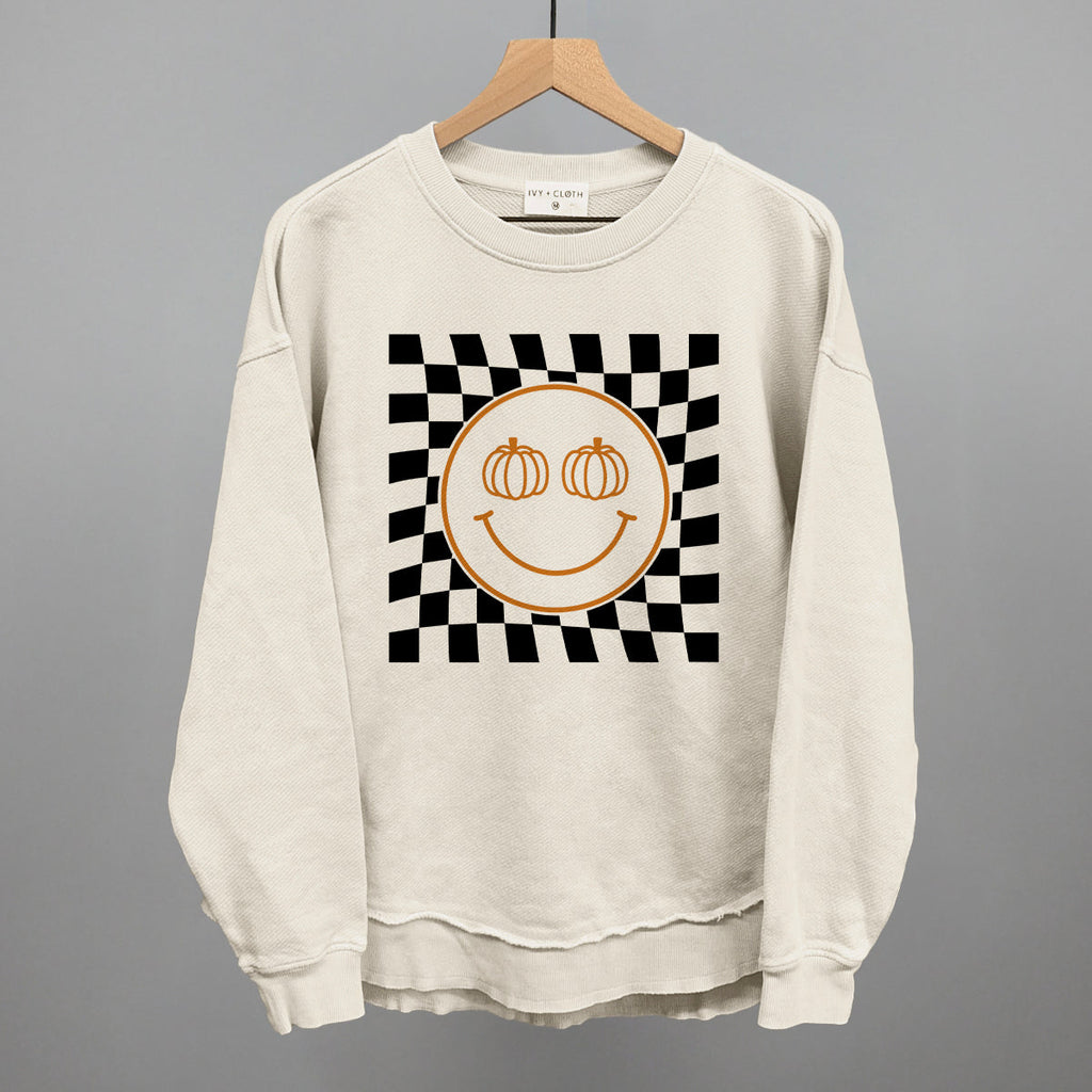 Pumpkin Smiley Face Checker T-Shirts, Hoodie, Sweatshirt | RetroVerseTees.com (Image 5)