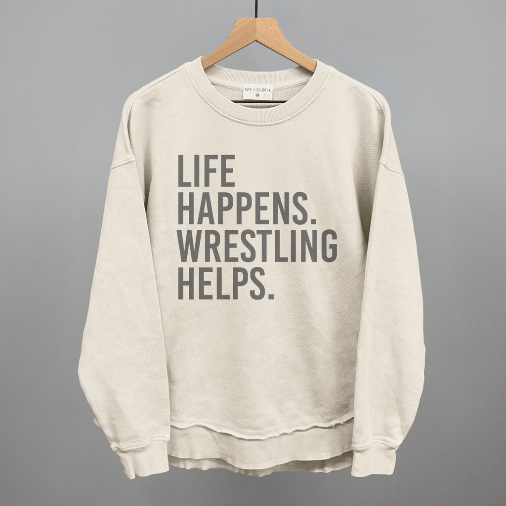 Life Happens Wrestling Helps T-Shirts, Hoodie, Sweatshirt | RetroVerseTees.com (Image 1)