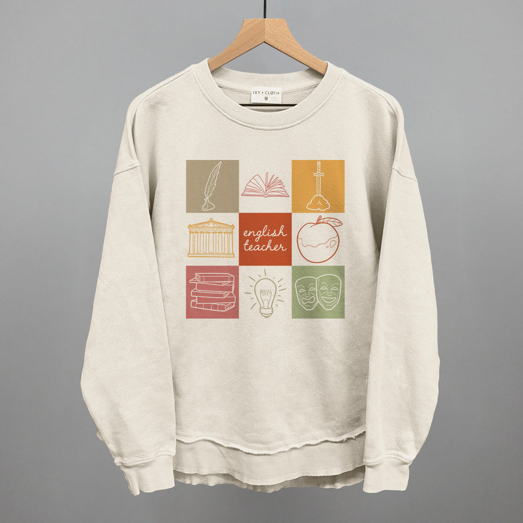 English Teacher Doodle Grid T-Shirts, Hoodie, Sweatshirt | RetroVerseTees.com (Image 5)