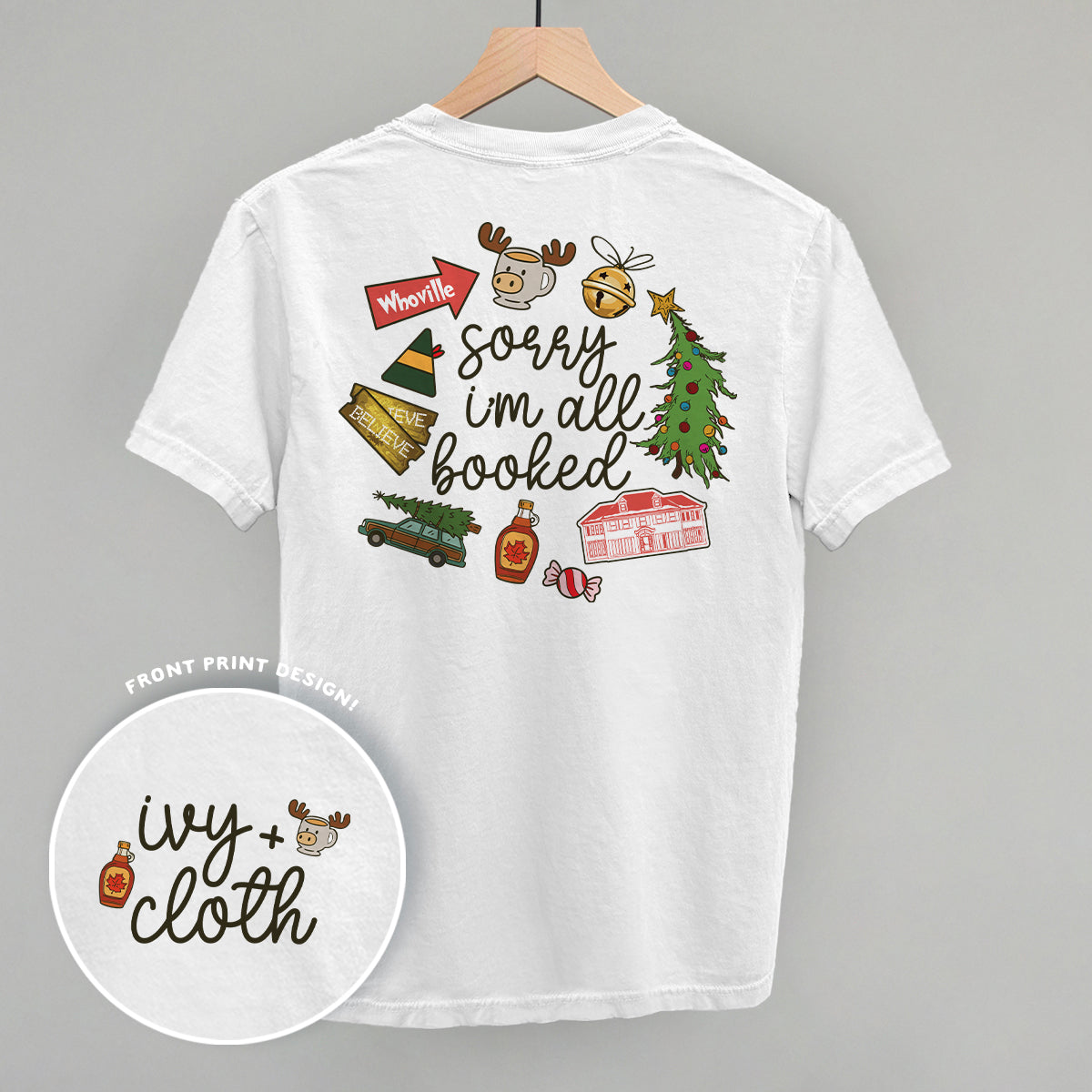 Sorry I'm All Booked Christmas Movies (Back Print) T-Shirts, Hoodie, Sweatshirt | RetroVerseTees.com (Image 4)