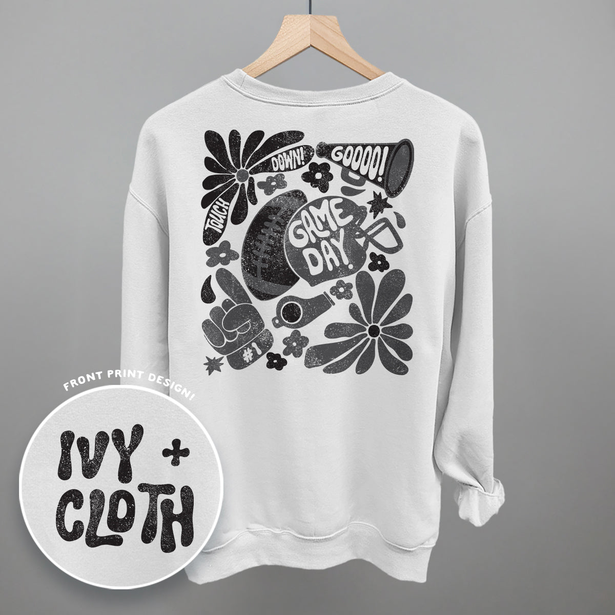 Floral Game Day Black (Back Print) T-Shirts, Hoodie, Sweatshirt | RetroVerseTees.com (Image 5)