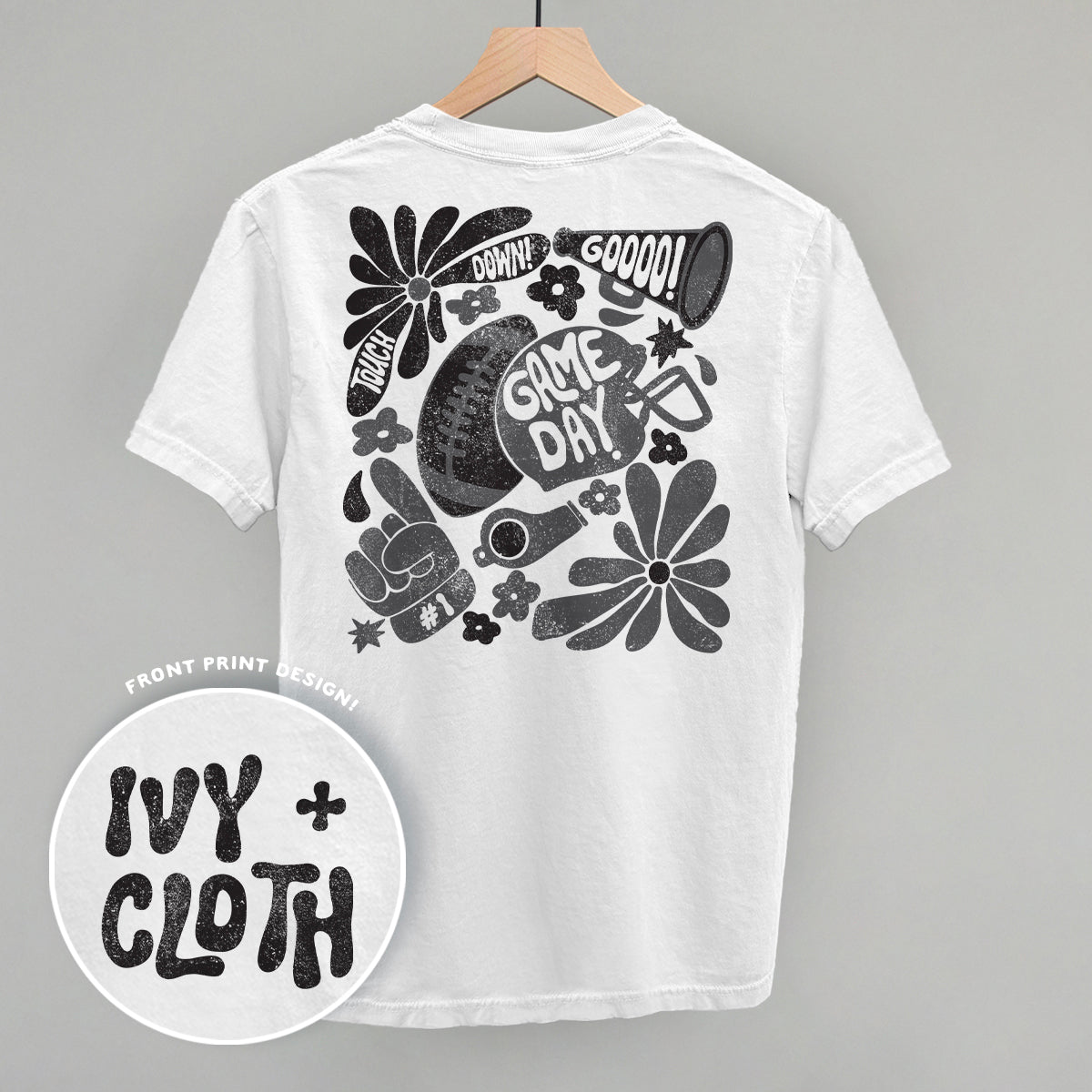 Floral Game Day Black (Back Print) T-Shirts, Hoodie, Sweatshirt | RetroVerseTees.com (Image 3)