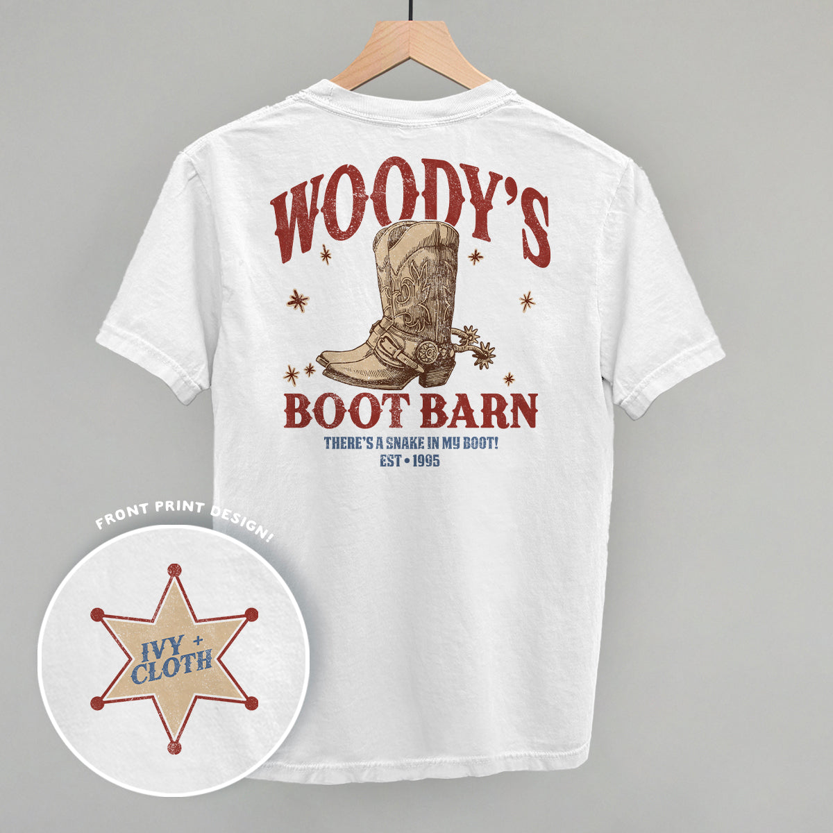 Woody's Boot Barn (Back Print) T-Shirts, Hoodie, Sweatshirt | RetroVerseTees.com (Image 3)