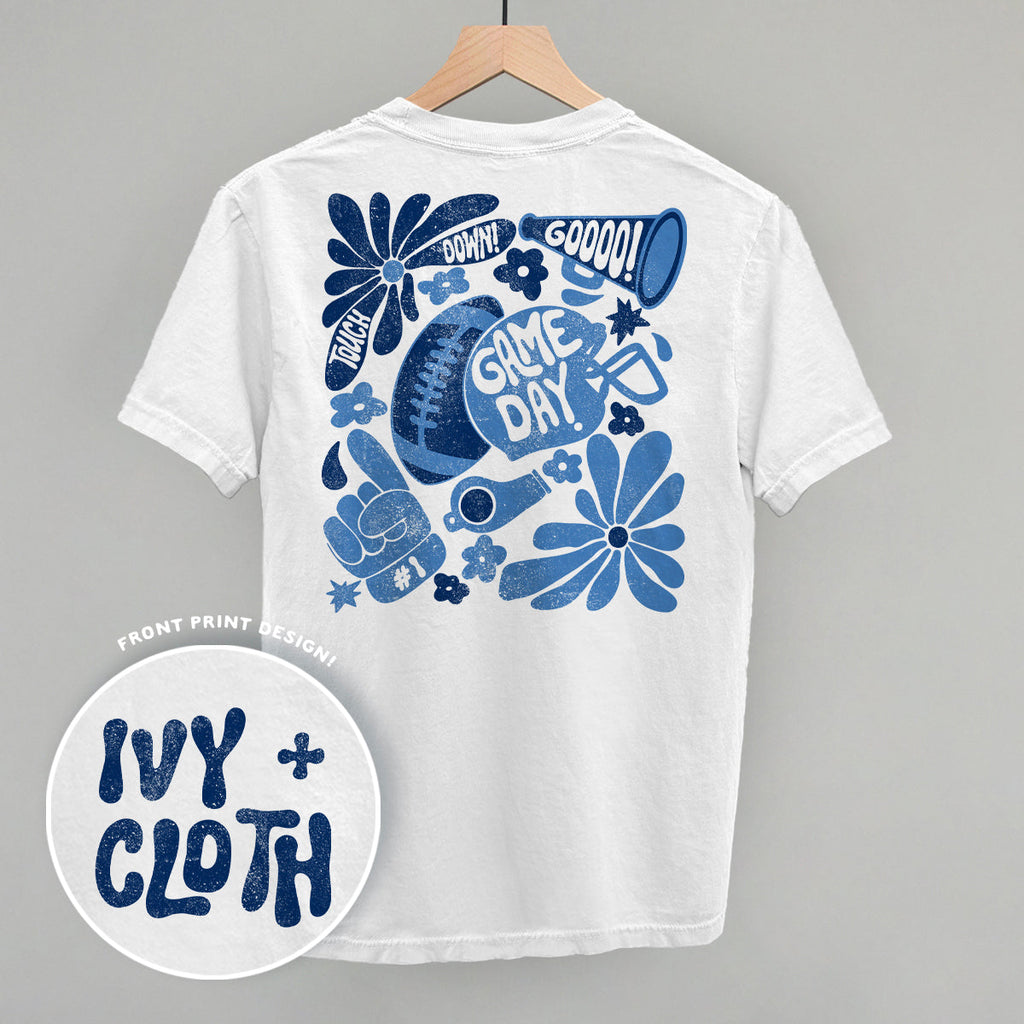 Floral Game Day Blue (Back Print) T-Shirts, Hoodie, Sweatshirt | RetroVerseTees.com (Image 3)