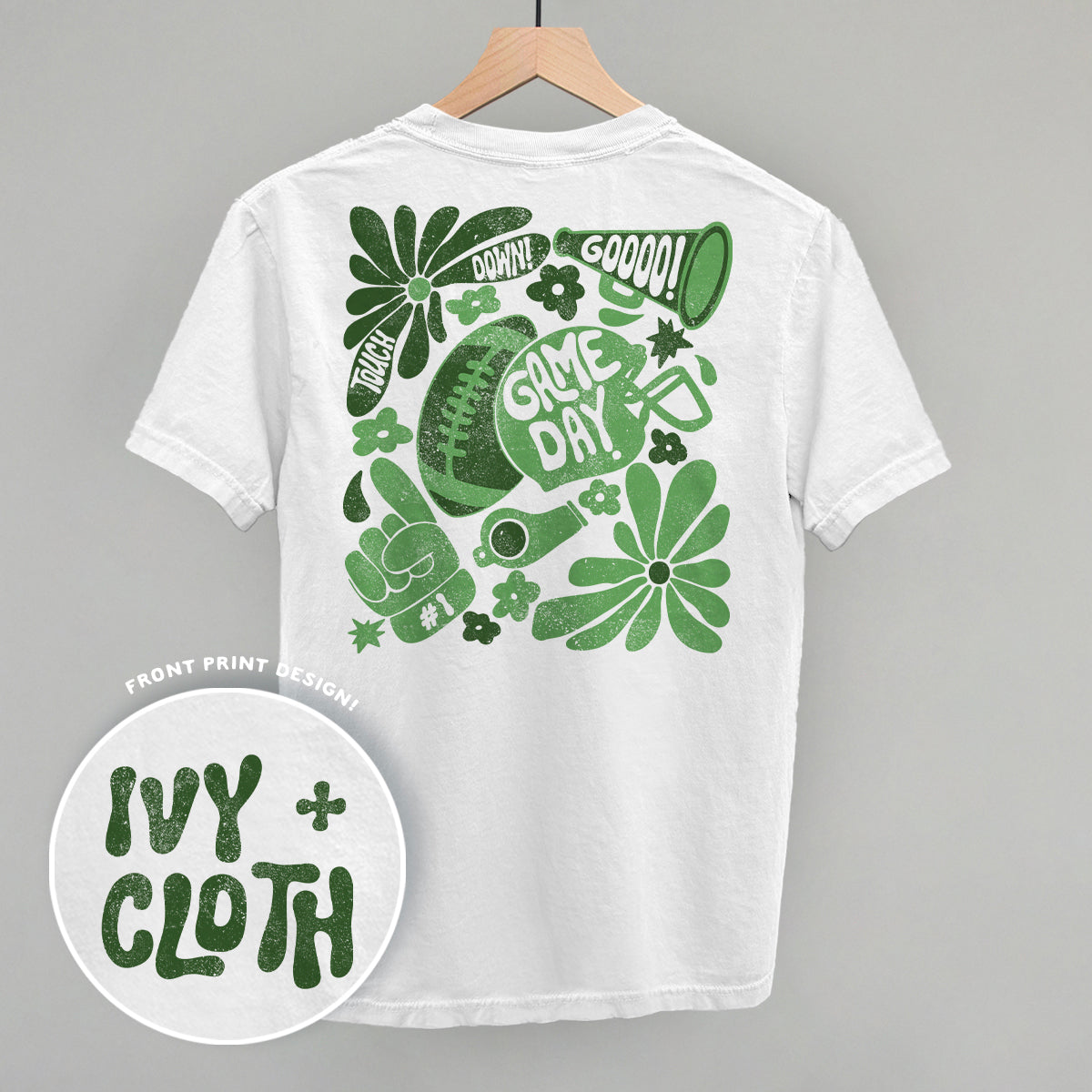 Floral Game Day Green (Back Print) T-Shirts, Hoodie, Sweatshirt | RetroVerseTees.com (Image 4)
