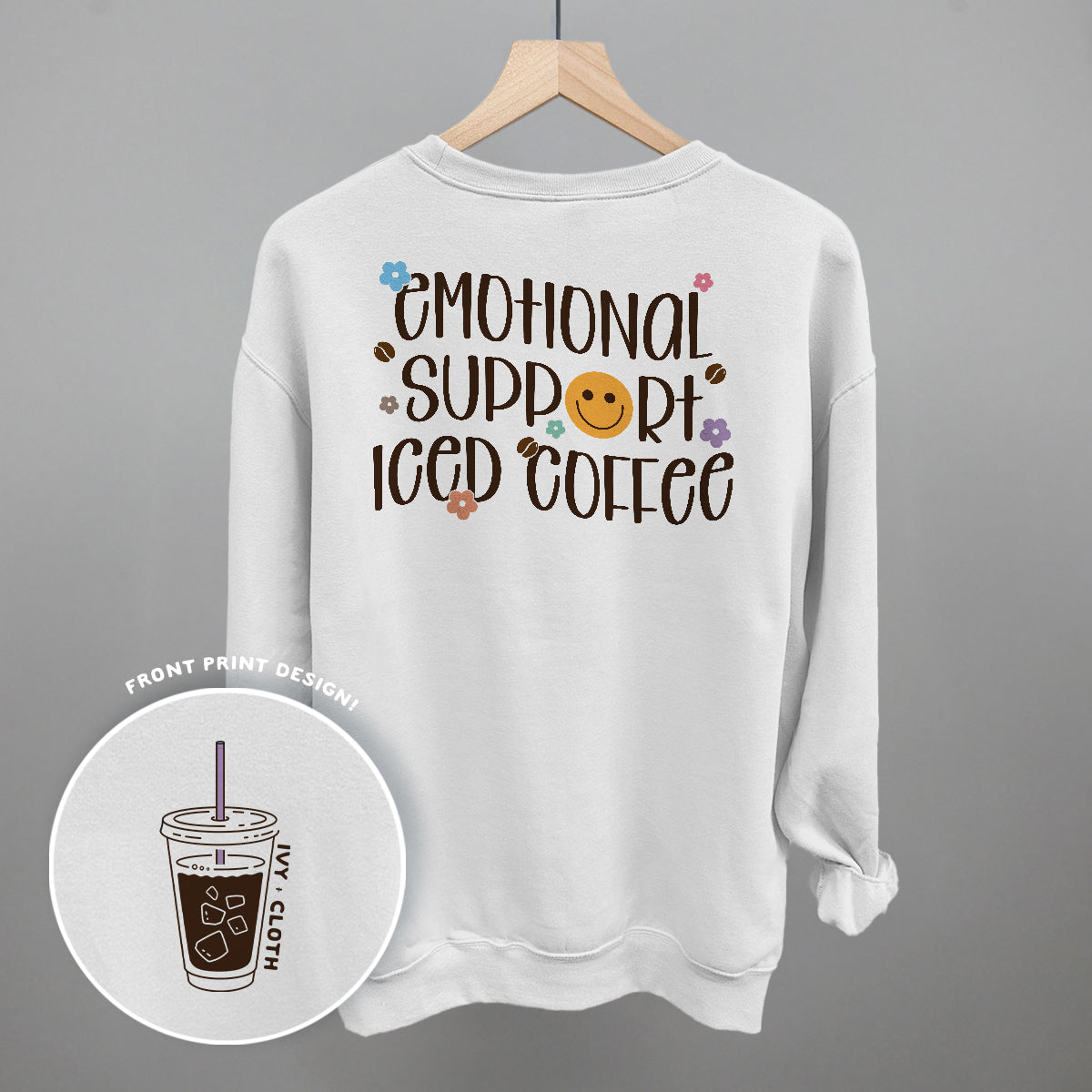 Emotional Support Iced Coffee (Back Print) T-Shirts, Hoodie, Sweatshirt | RetroVerseTees.com (Image 4)