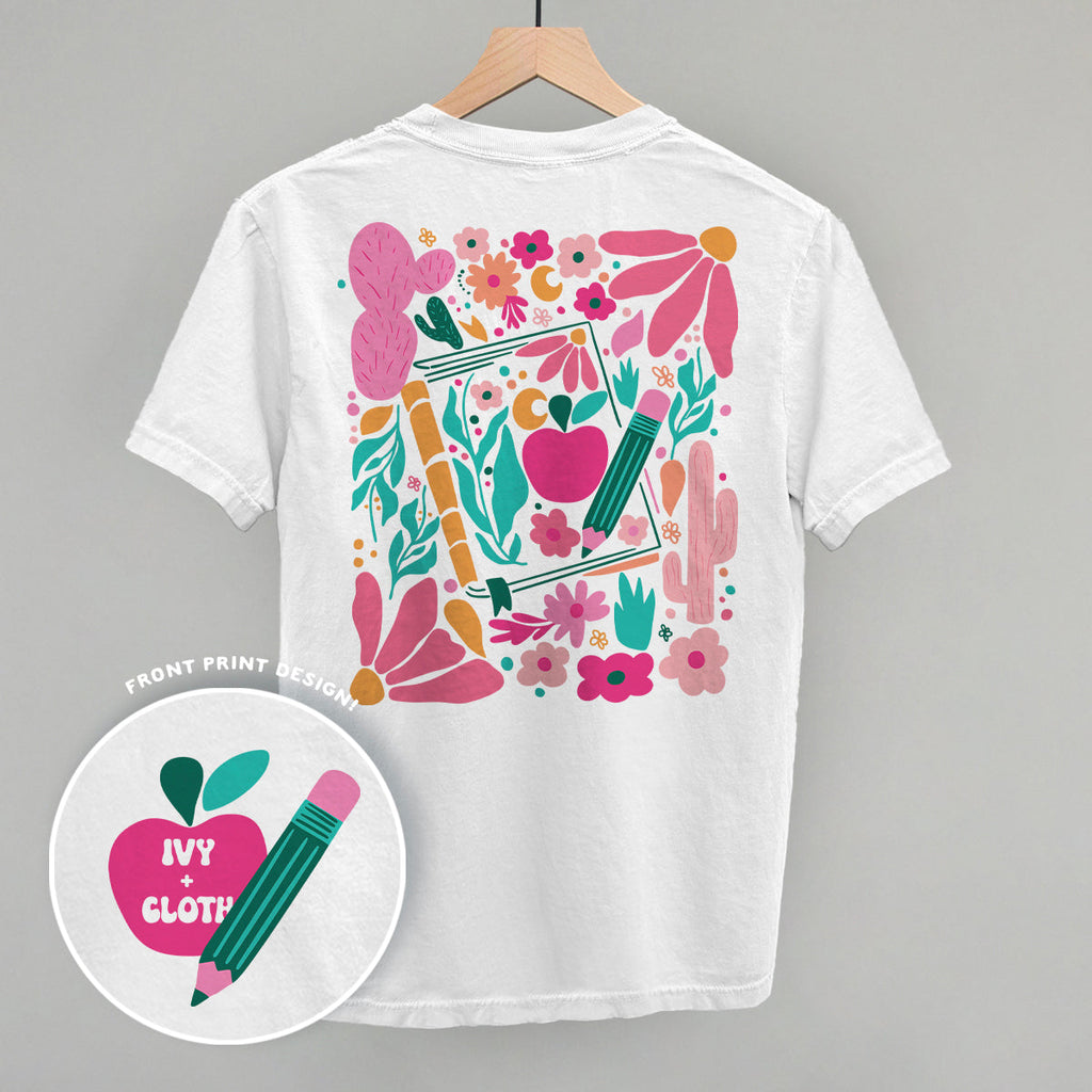 Abstract Floral Teacher Doodle (Back Print) T-Shirts, Hoodie, Sweatshirt | RetroVerseTees.com (Image 4)