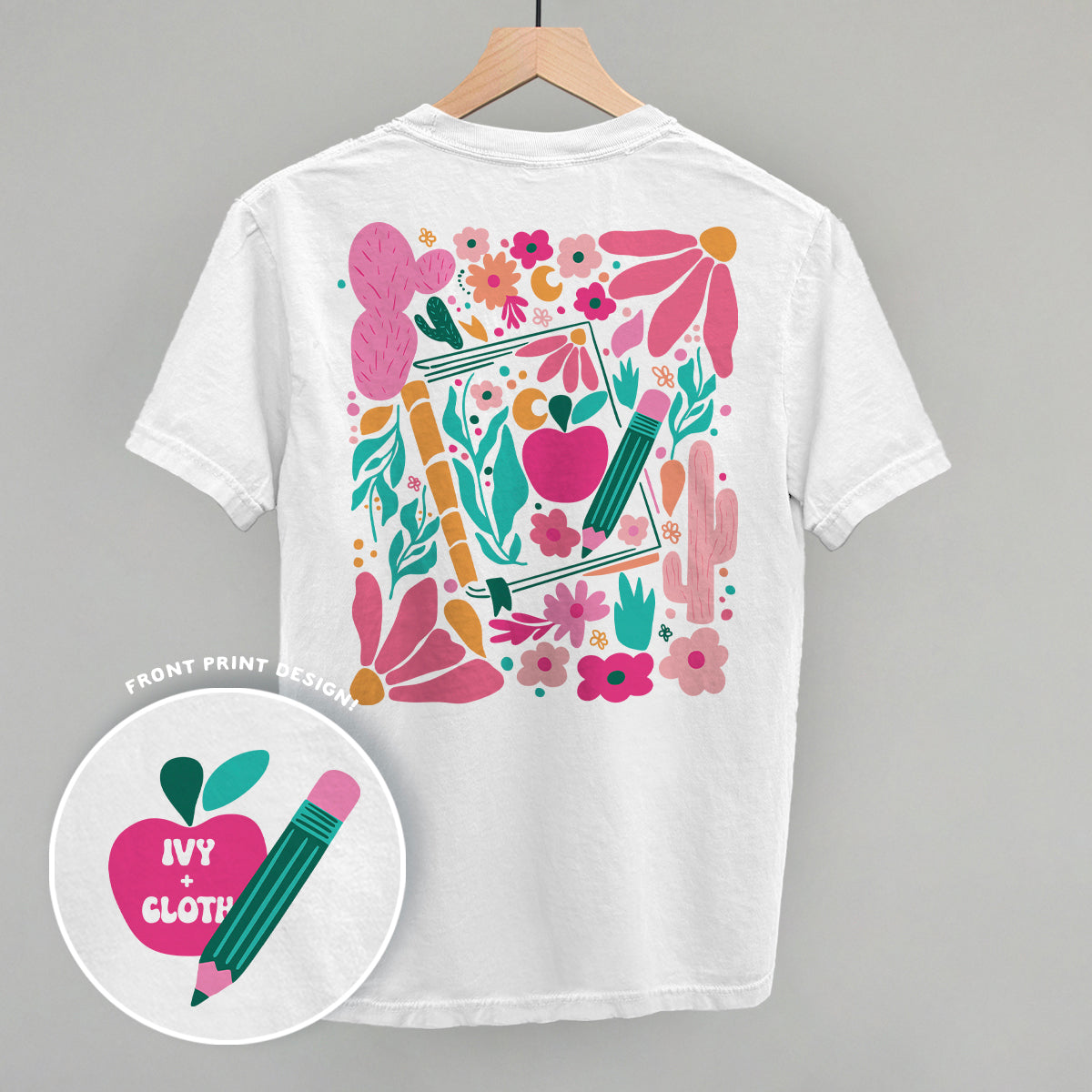 Abstract Floral Teacher Doodle (Back Print) T-Shirts, Hoodie, Sweatshirt | RetroVerseTees.com (Image 4)