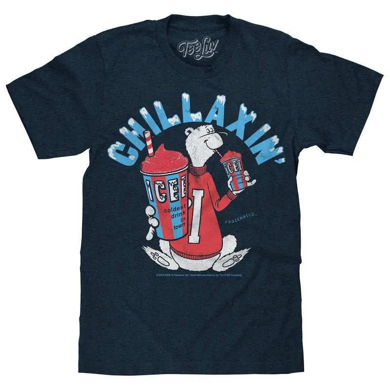 ICEE Chillaxin' Faded Logo T-Shirt - Navy Hoodie, Sweatshirt | RetroVerseTees.com