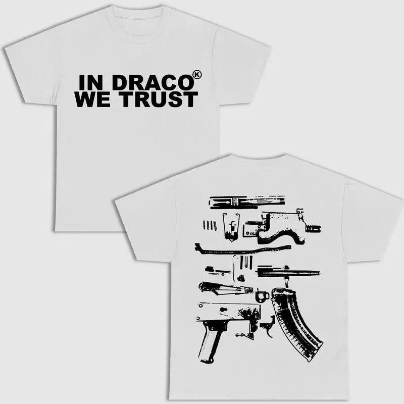 IN DRACO WE TRUST Letter print 2 Sides T-Shirt Hoodie, Sweatshirt | RetroVerseTees.com