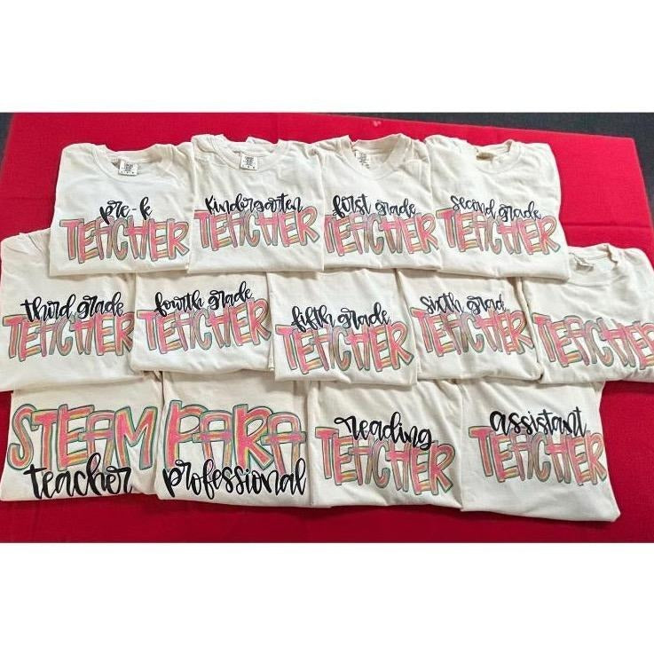 IVORY Brushstroke Teacher Comfort Colors Tee Hoodie, Sweatshirt | RetroVerseTees.com