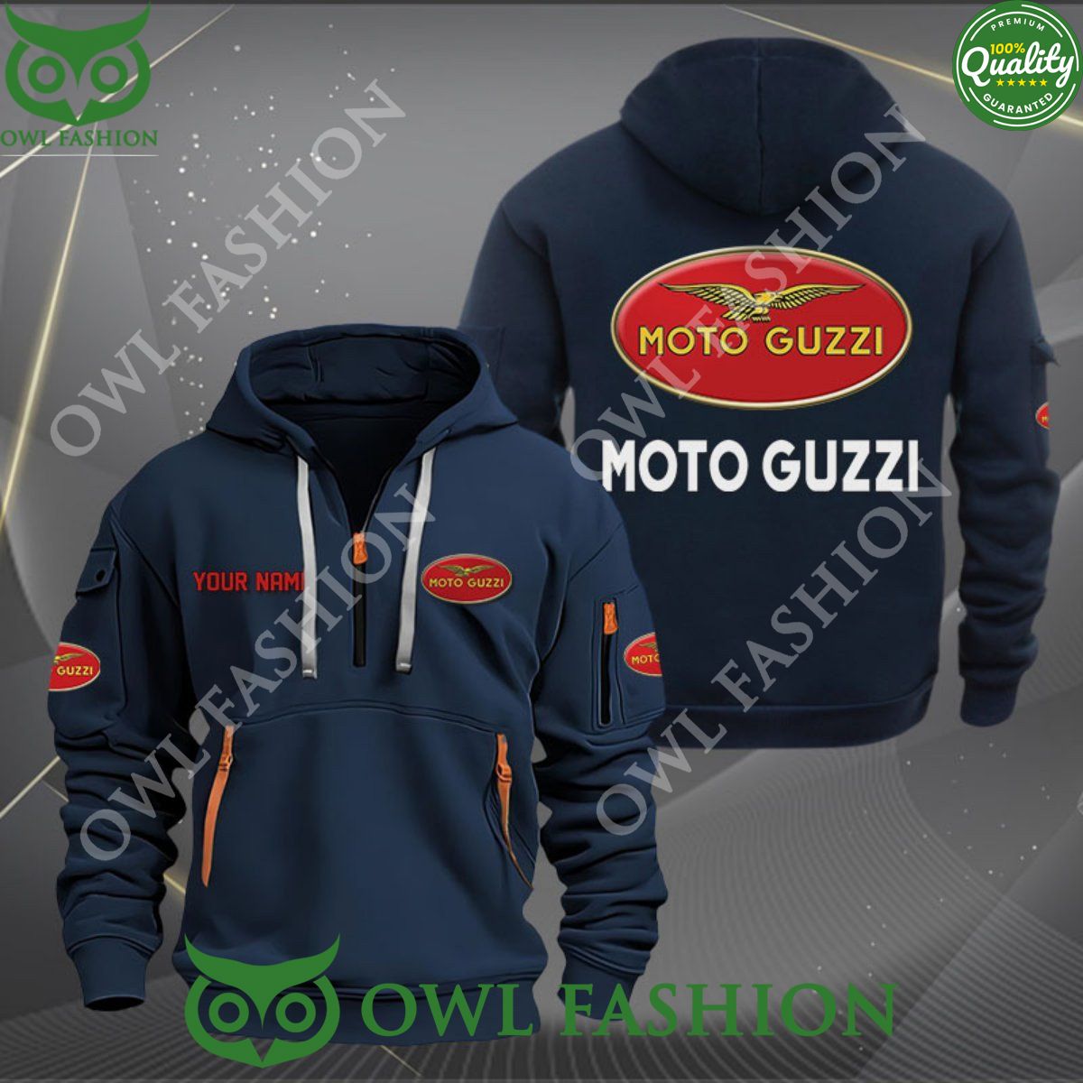 Moto Guzzi Italian Brand Motorcycles Custom 2d quarter zip hoodie