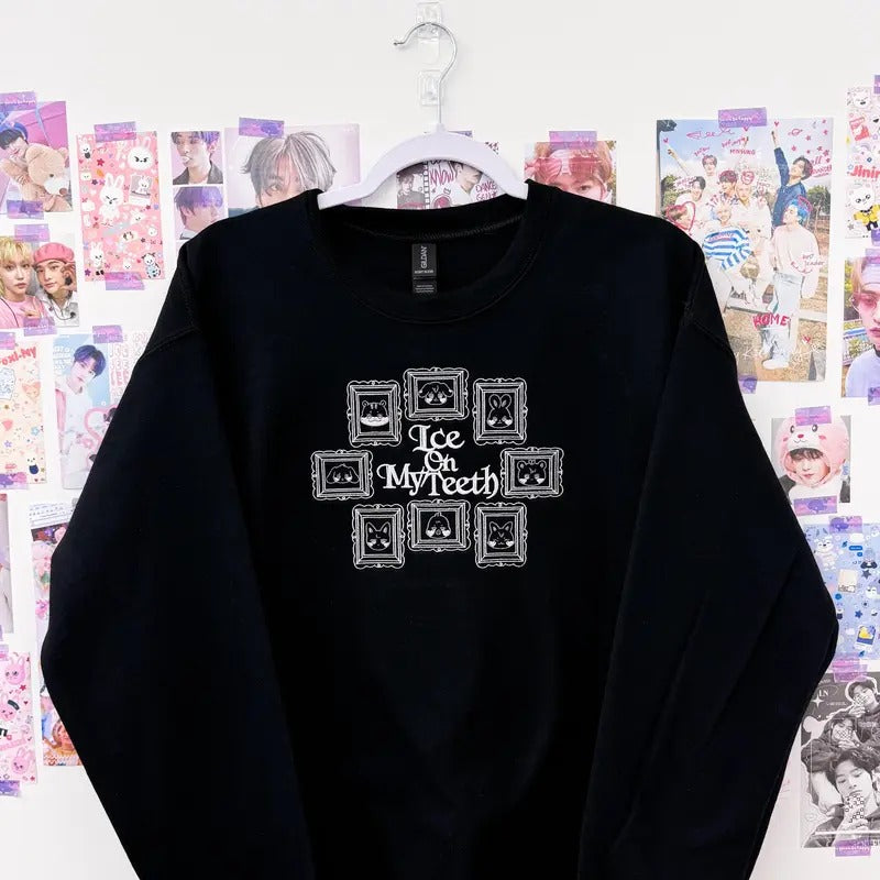 Ice on my Teeth Embroidered Crewneck Sweatshirt T-Shirts, Hoodie | RetroVerseTees.com