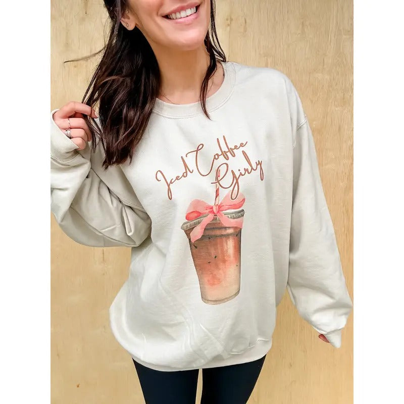 Iced Coffee Girly Graphic Top T-Shirts, Hoodie, Sweatshirt | RetroVerseTees.com