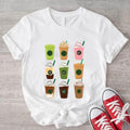 Iced Coffee Shirt, Coffee Lover T-Shirt, Trendy Coffee Latte Tee, Unisex Coffee Cups Short Sleeve, Iced Coffee Addict...