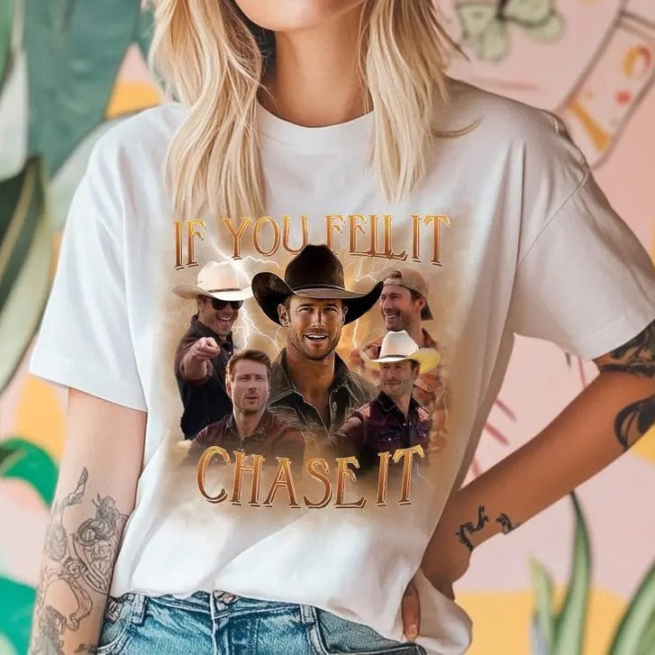 If You Feel It Chase It, Glen Powell - Glen Powell T-shirt, Glen Powell Merch - Unisex Glen Powell Shirt, Glen Powell Tee