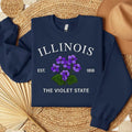 Illinois Violet Embroidered State Flower Sweatshirt, Hometown Embroidered Shirt, Favorite Flower Embroidered Shirt Hoodie