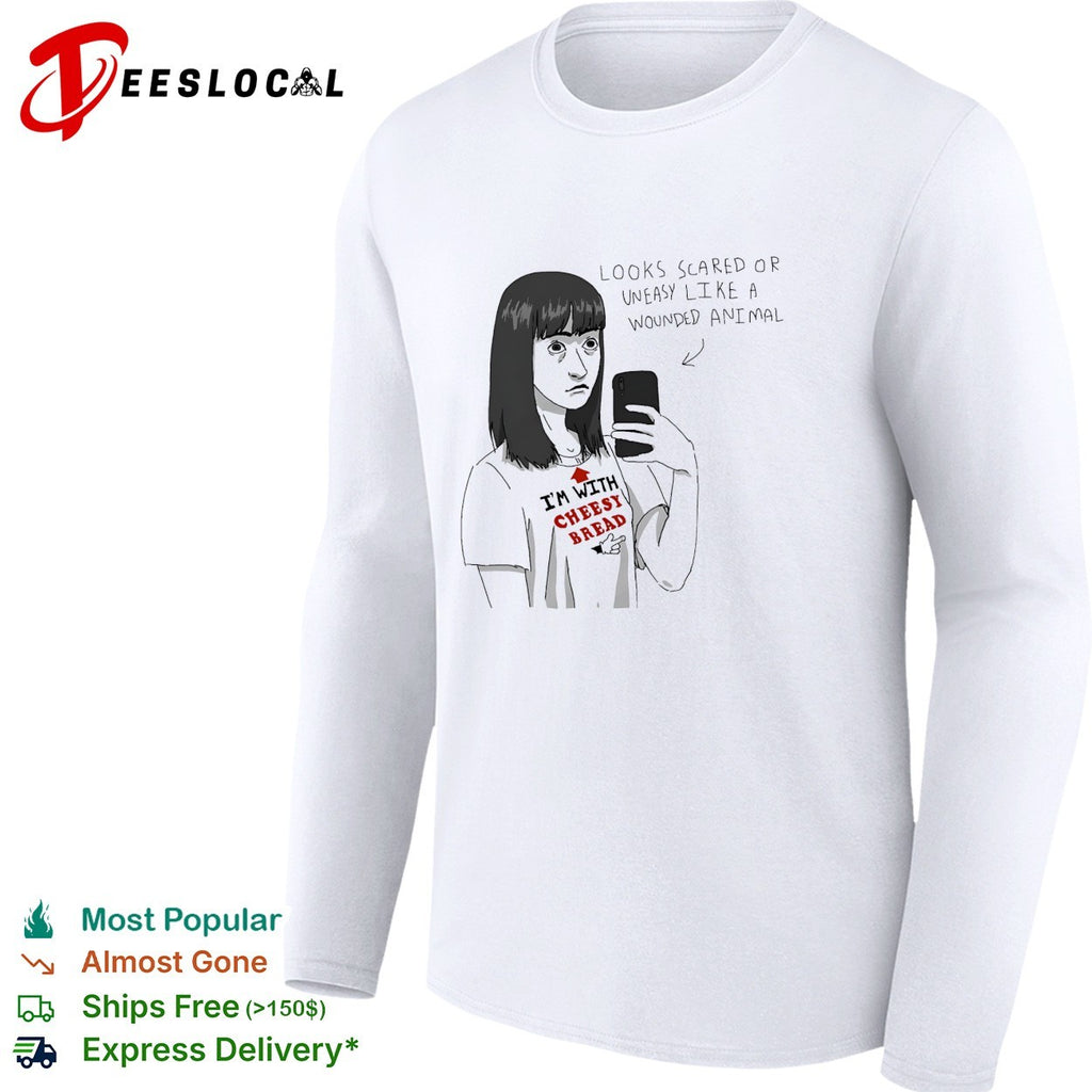 I’m with cheesy bread scared selfie shirt
