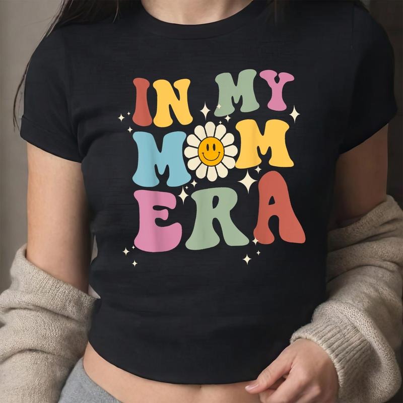 In Mom Era Groovy Retro Cool My Club Moms Women Y2K Baby Tee, Mothers Day Baby Tee, Trendy Aesthetic Top Gift For Her...