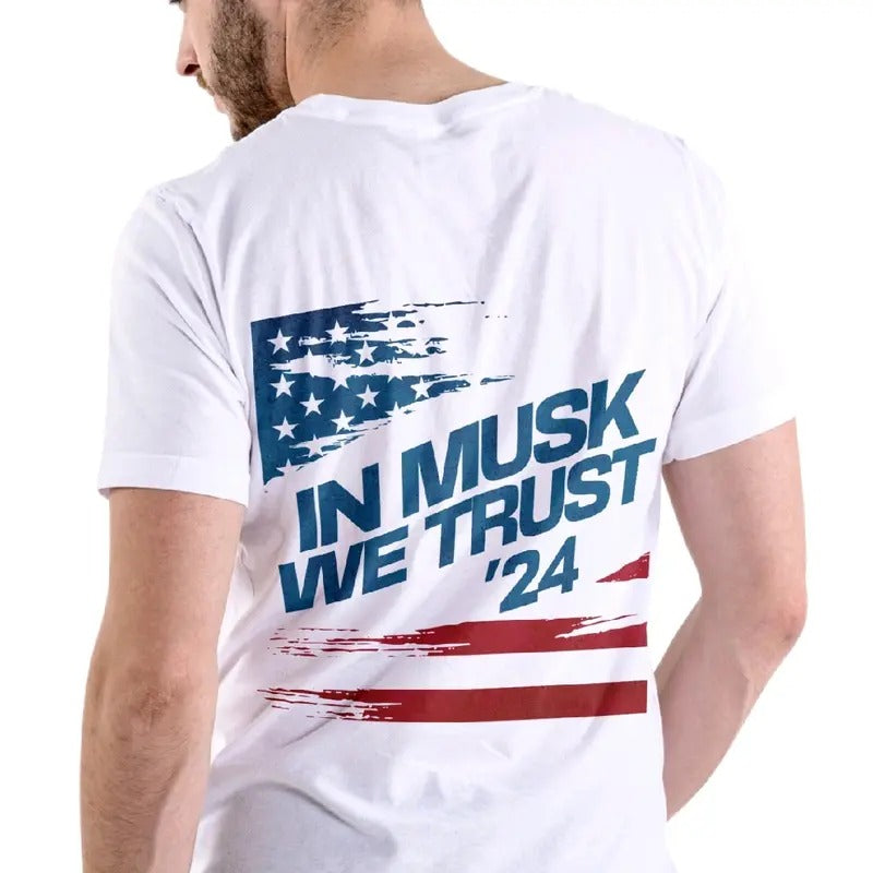 In Musk We Trust '24 Tshirt Menswear Casual Cotton team us Soft T-Shirt, Crewneck trump vance t shirt Hoodie, Sweatshirt