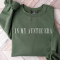 In My Auntie Era Sweatshirt, Auntie Sweatshirt, Gift For Mom, Auntie Tshirt, Mom Life Hoodie Casual Collar Cotton Fabric...
