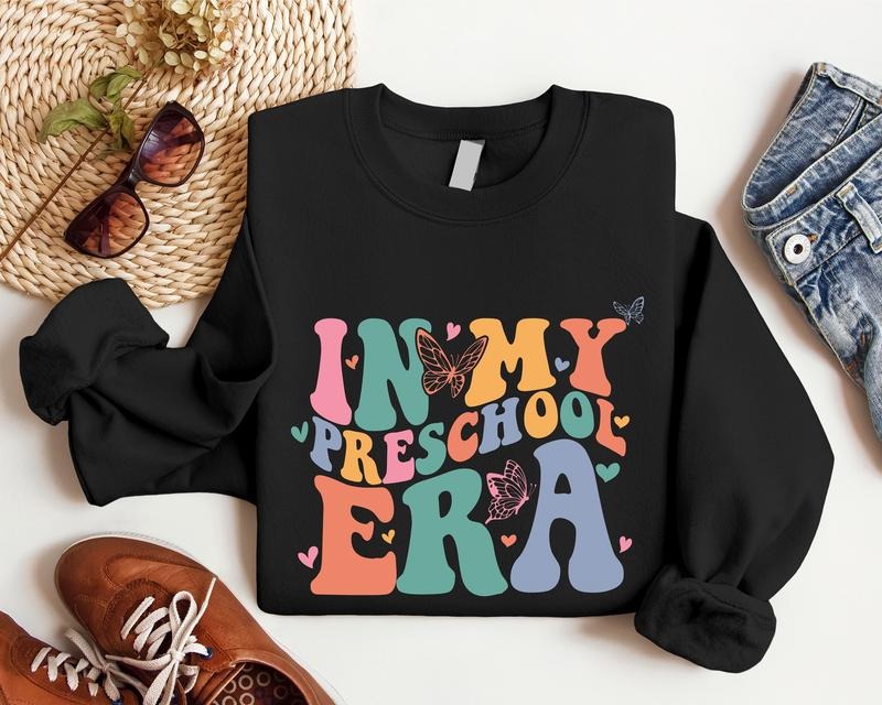 In My Preschool Era Sweatshirt, Retro Preschool Teacher Hoodie, Trendy Gift Sweater For Teacher, Matching Preschool Staff...