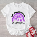In November We Wear Purple Shirt, Prematurity Awareness Tee, Preemie Warrior Mom T-Shirt, Purple Ribbon Rainbow Tee,...