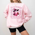 In October We Wear Pink Ghost Sweatshirt, Halloween Ghost Sweatshirt, Pink Ribbon Shirt, Breast Cancer Awareness...