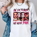 In October We Wear Pink Shirt, Halloween Movie Shirt, Pink Halloween Characters, Breast Cancer Awareness, Cancer Support...