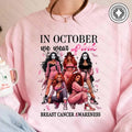 In October We Wear Pink Shirt, In October We Wear Pink Halloween Shirt, Girl   Characters Movies Shirt, Breast Cancer...
