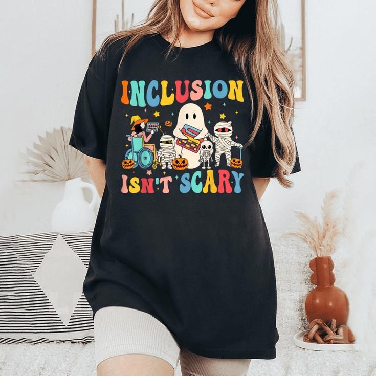Inclusion Isn't Scary Teacher Skeleton Ghost Cute Halloween T-Shirt Hoodie, Sweatshirt | RetroVerseTees.com