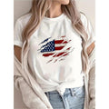 Independence Day Printed Crew Neck T-shirt, Summer Gunpla brand Spring Short-Sleeved Casual Top, Women'WB shield Clothing...