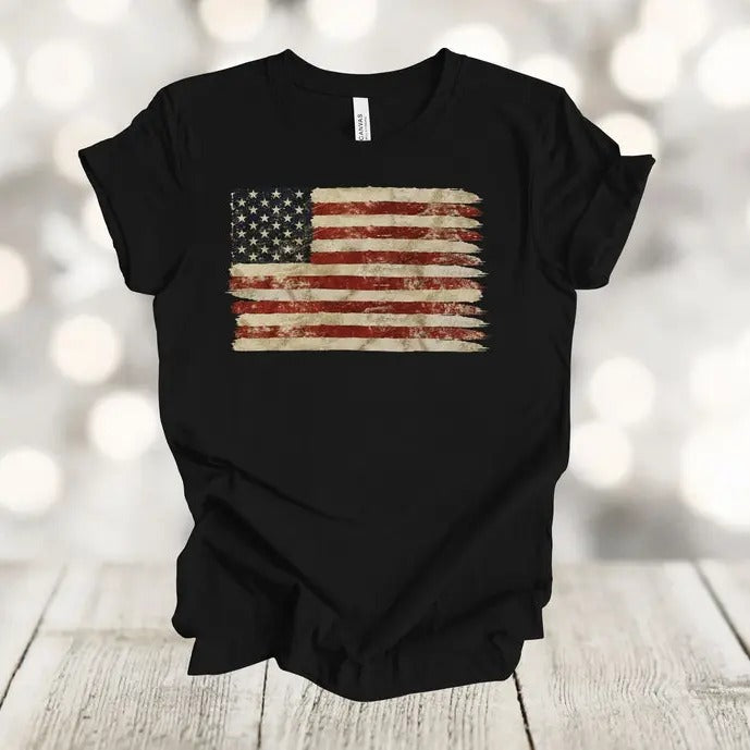 Independence Day Shirt, American Flag Shirt, US Flag, Vintage Flag, Red White And Blue, Premium Soft Unisex Shirt, Plus...