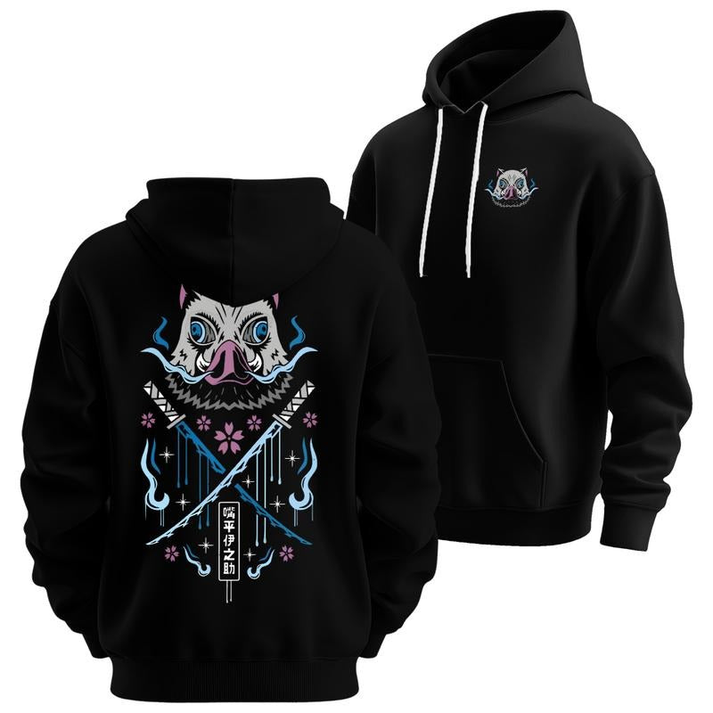 Inosuke Hashibira with his sword Dual Serrated Nichirin Katanas Sweatshirt & Hoodie, Breathing styles Breathing styles,...