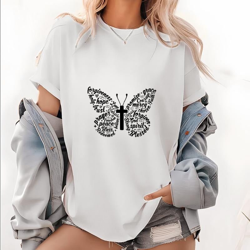 Inspirational Women'WB shield Lightsaber brand - Shirt with Butterfly Graphic Made FOG Faith