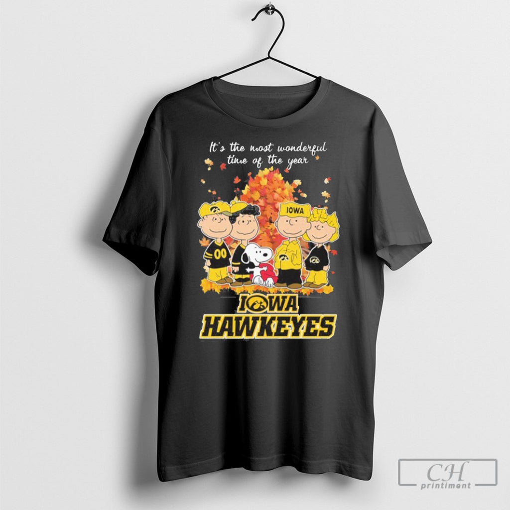 Iowa Hawkeyes And Peanuts Characters Its The Most Wonderful Time Of The Year Shirt