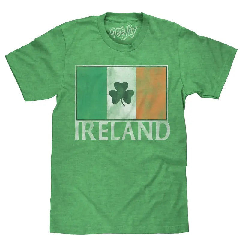 Ireland Flag with Shamrock T-Shirt - Green Hoodie, Sweatshirt | RetroVerseTees.com