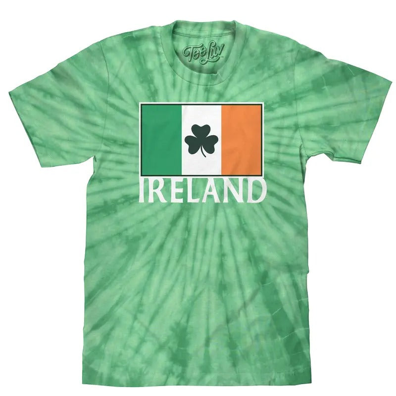 Ireland Shamrock Flag Tie Dye T-Shirt - Spider Kelly Hoodie, Sweatshirt | RetroVerseTees.com