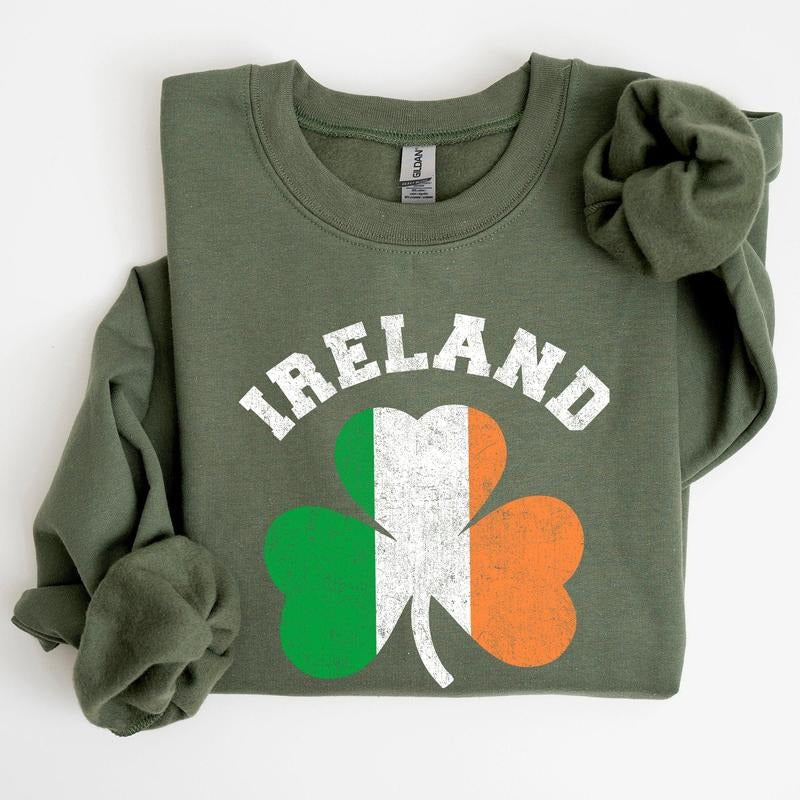 Ireland Shamrock Flag, St Patrick's Day Sweatshirt T-Shirts, Hoodie | RetroVerseTees.com