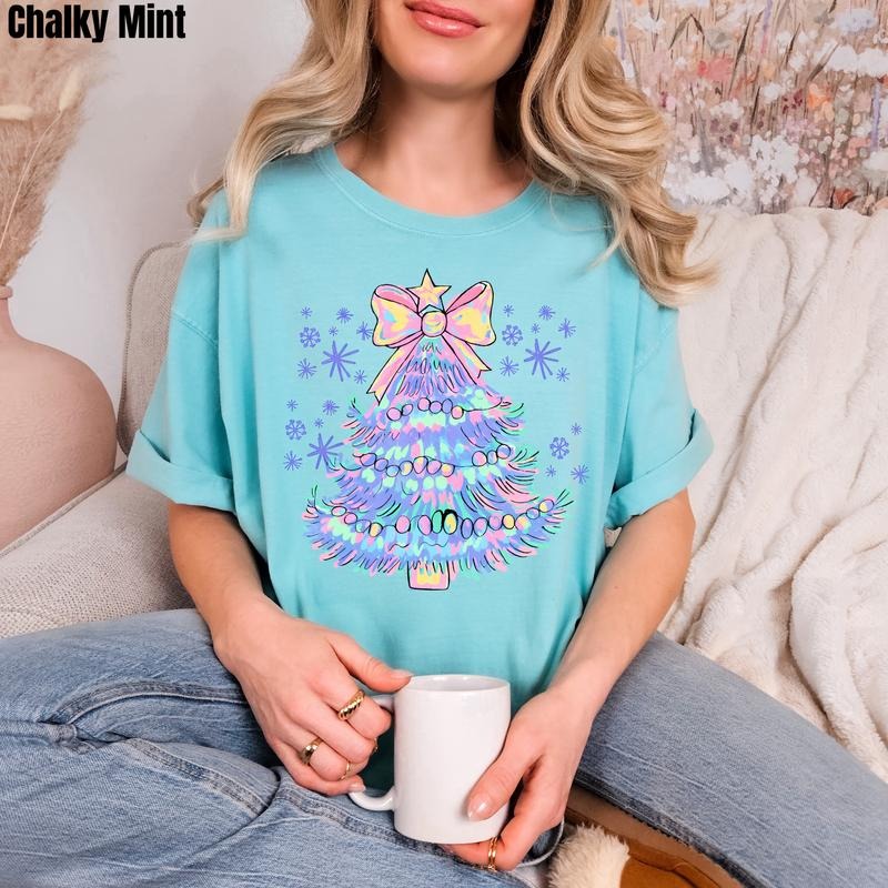 Iridescent Christmas Tree Comfort Colors T-Shirt 'NLB' Hoodie, Sweatshirt | RetroVerseTees.com