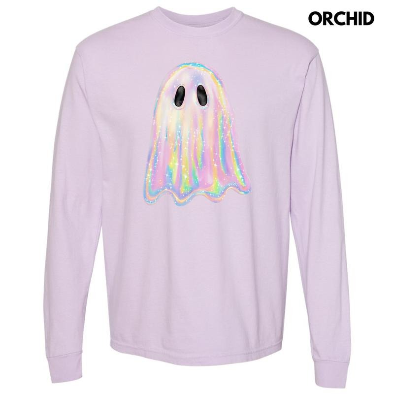 Iridescent Shimmer Ghost Long Sleeve Comfort Colors T-Shirt 'NLB' Hoodie, Sweatshirt | RetroVerseTees.com